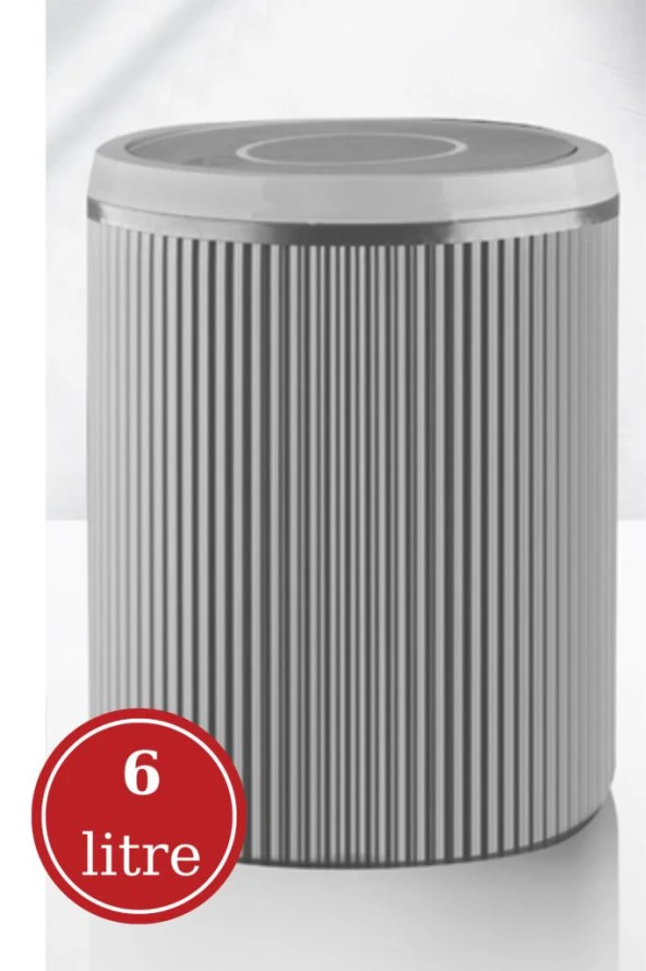 Flora 5 Parça Banyo Seti (Çöp Kovası 6 lt, WC Fırça, Sıvı Sabunluk, Katı Sabunluk, Diş Fırçalık) Gri - Resim 2