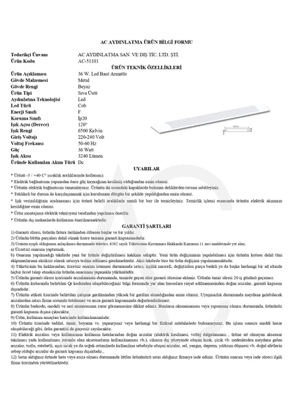 36W Beyaz Led Bant Armatür Beyaz Işık 2 Adet - 2