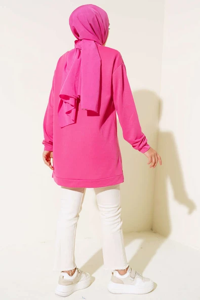 Yazı Baskı Armalı Tunik Fuşya - Resim 3