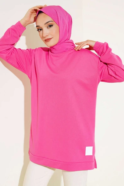 Yazı Baskı Armalı Tunik Fuşya ürün görseli