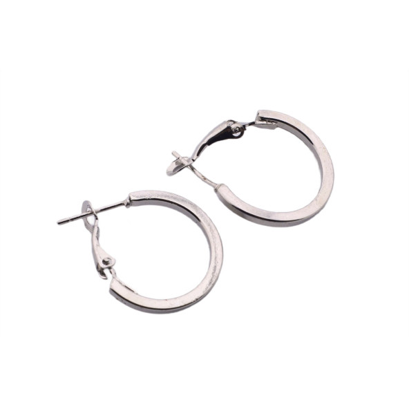 Gümüş Renk Takı Set4 (Parlak Taşlı Kolye 42cm,6'lı Yüzük Set,Yassı 20mm Halka Küpe,Desenli Top Küpe) - 4