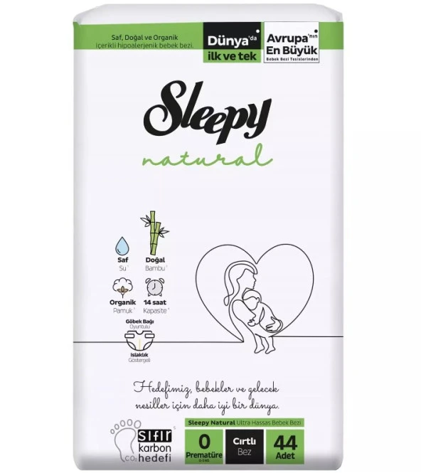 Sleepy Natural No: 0 Prematüre Cırtlı Bebek Bezi 44 Adet 8682241208159