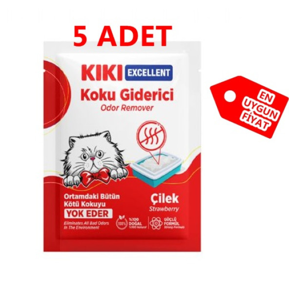 Kiki Excellent Kedi Kumu Koku Giderici Çilek Kokulu 5 Adet 25 gr