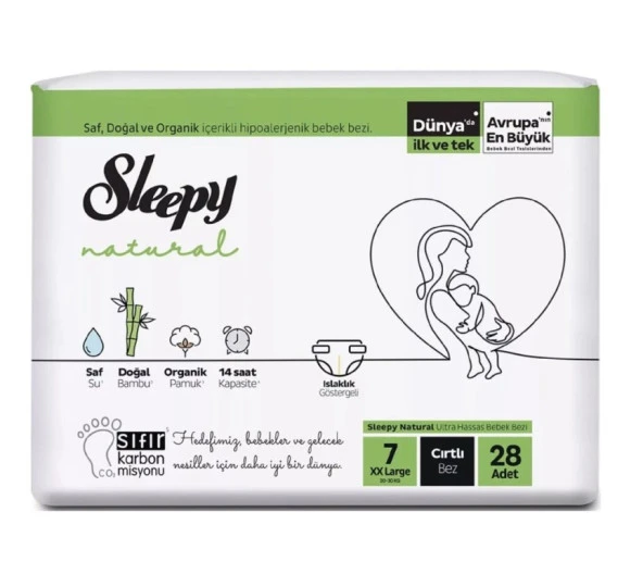 Sleepy Natural No: 7 Cırtlı Bebek Bezi 28 Adet 8682241208265