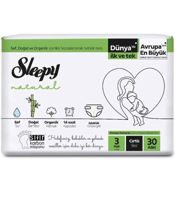 Sleepy Natural No: 3 Cırtlı Bebek Bezi 30 Adet 8681212064602