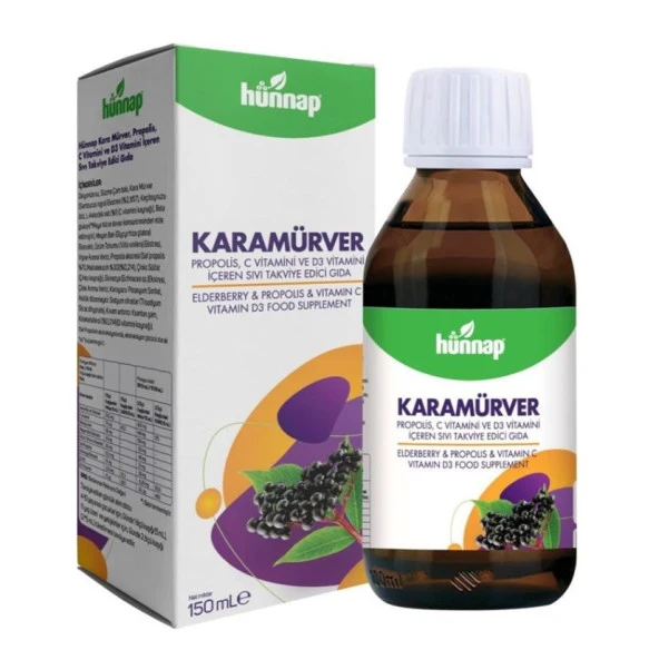 Hünnap Karamürver, Propolis, C Vitamini Ve D3 Vitamini İçeren Takviye Edici Gıda 150 Ml 868116110186