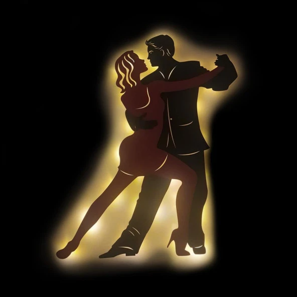 Veraart Işıklı Dans Eden Çift Temalı Tablo Amor Dekoratif Gece Lambası 100 cm