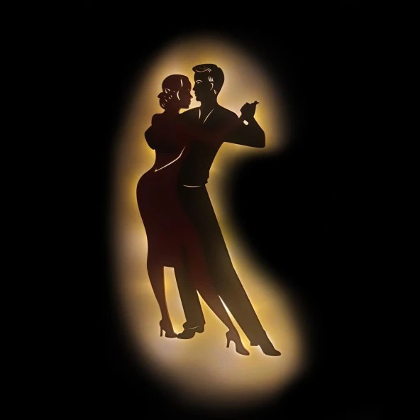 Veraart Işıklı Dans Eden Çift Temalı Tablo Mate Dekoratif Gece Lambası 100 cm
