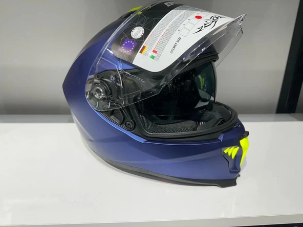 KASK SWAY SW-865 MAT MAVİ GÜNEŞ GÖZLÜKLÜ - 2