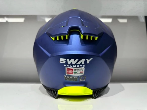KASK SWAY SW-865 MAT MAVİ GÜNEŞ GÖZLÜKLÜ - 4