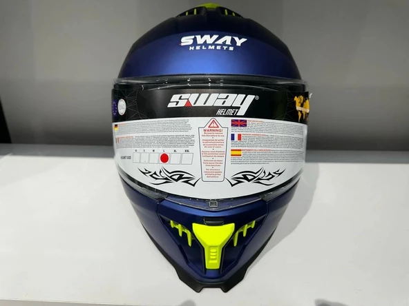 KASK SWAY SW-865 MAT MAVİ GÜNEŞ GÖZLÜKLÜ - 3