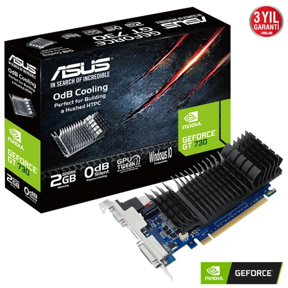 ASUS GT730-SL-2GD5-BRK 2GB Geforce GT730 DDR5 64bit HDMI DVI VGA 16x Ekran Kartı