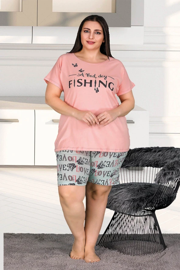 Büyük Beden Şort Atlet Takım Lady 10256