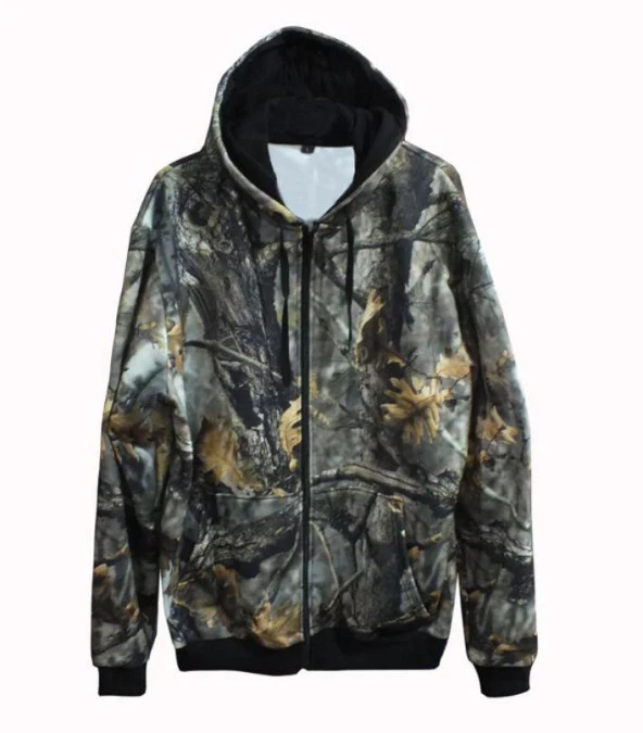 Mastery Orman Desen Kapüşonlu Fermuarlı Polar