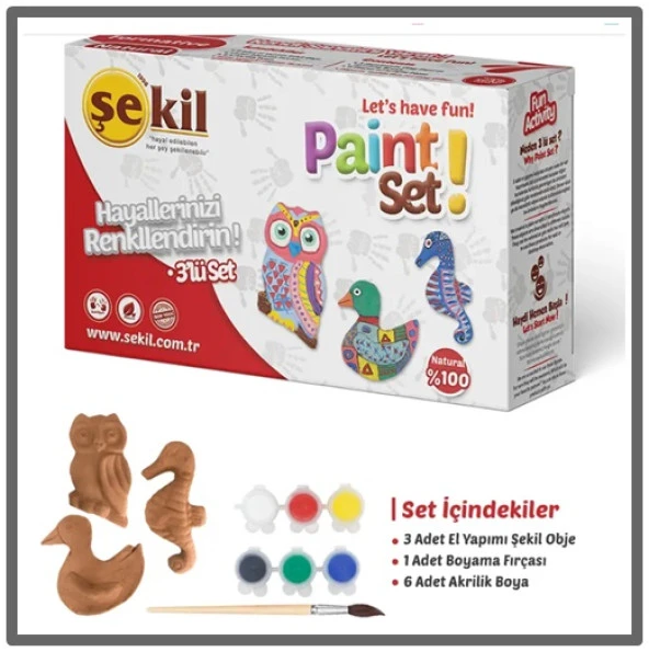 Şekil Seramik Boyama Seti Hobi Kiti 3Lü ürün görseli 1