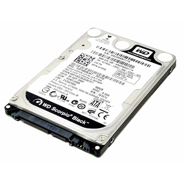 WD Black 160 GB WD1600BEKT 2.5 Inch, 7200 RPM, SATA II, 16 MB Cache notebook hdd YENİLENMİŞ ÜRÜN