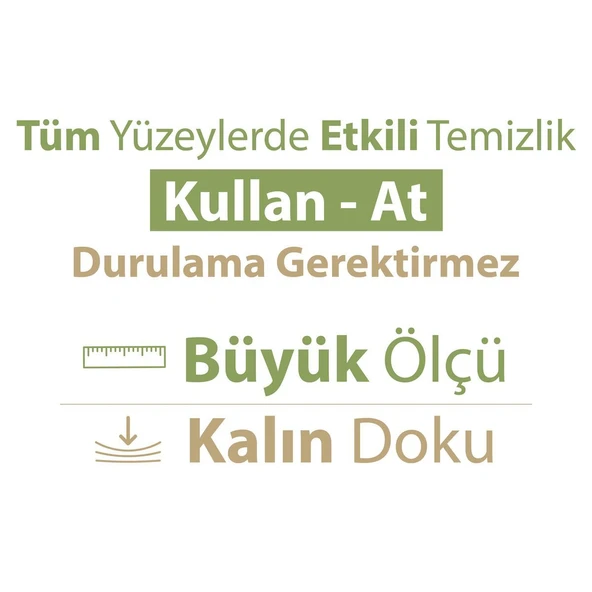 Turco Doğadan Pratik Yüzey Temizlik Havlusu 100 Yaprak Yeşil Sabun/Yeşil Çam (4 Lü Set) 400 Yaprak - 5