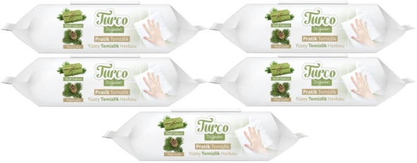 Turco Doğadan Pratik Yüzey Temizlik Havlusu 100 Yaprak Yeşil Sabun/Yeşil Çam (5 Li Set) 500 Yaprak ürün görseli