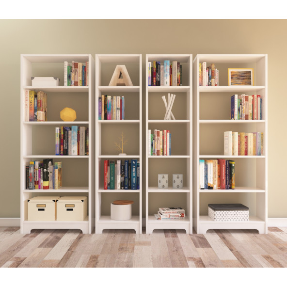 Nur Mobilya 4'lü Kitaplık Beyaz (BAZALI MODEL) - 2