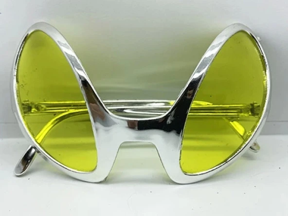 Retro Gözlük - 80 li 90 lı Yıllar Parti Gözlüğü Gümüş Renk 8x13 cm (1243)