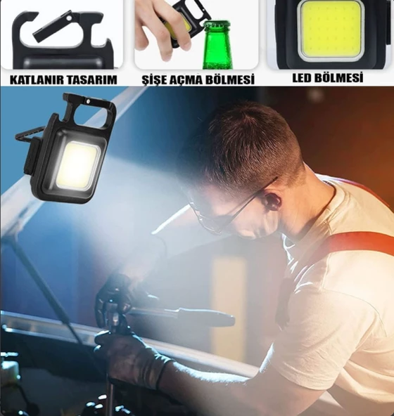 LED Işıklı Flash Özellikli 4 Modlu Anahtarlık El Feneri - Resim 2