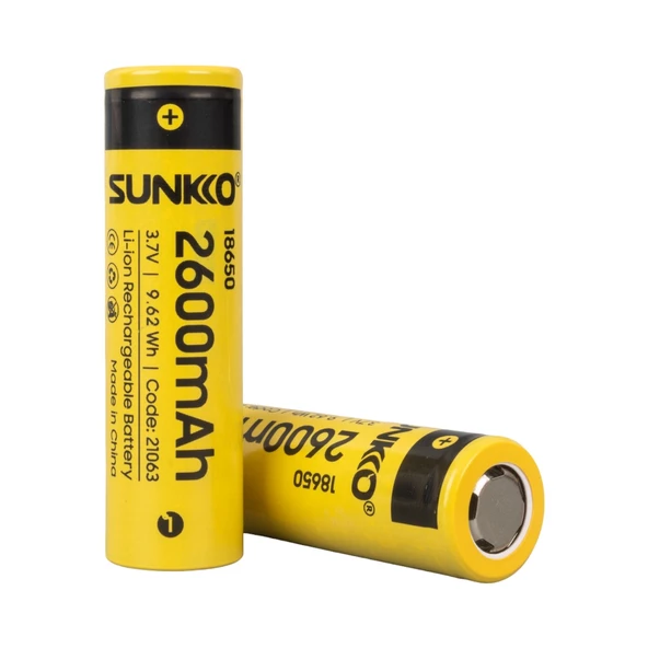 Sunkko 3.7 Volt 2600 Mah 18650 Şarj Edilebilir Pil Tekli