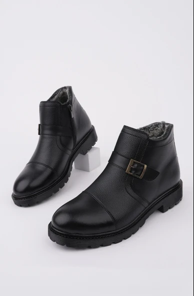 Muggo M1001 Su&soğuk Geçirmez Kürklü Garantili Unisex Kışlık Fermuarlı Bot Kauçuk Taban Sağlam - 4