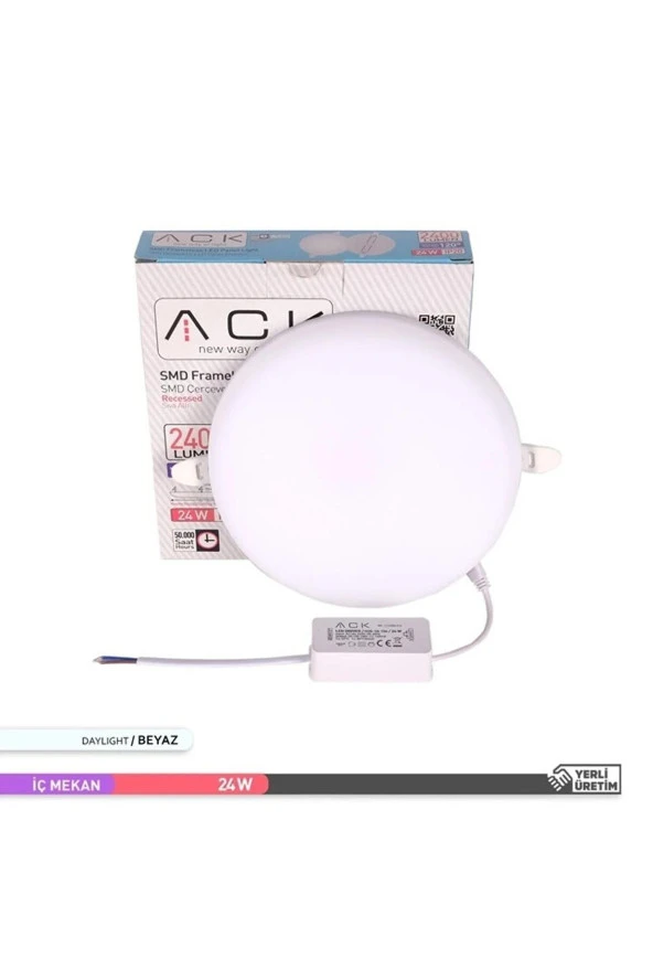 Ack - 6500K Beyaz Sıva Üstü Çerçevesiz Yuvarlak Led Panel AP11-02430 - 5