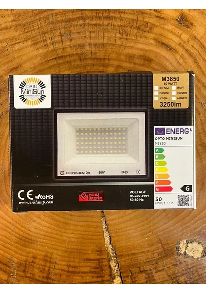 Opto Minisun - 50W Smd Led Projektör 6500k Beyaz Işık M3850B 3250lmn - 3