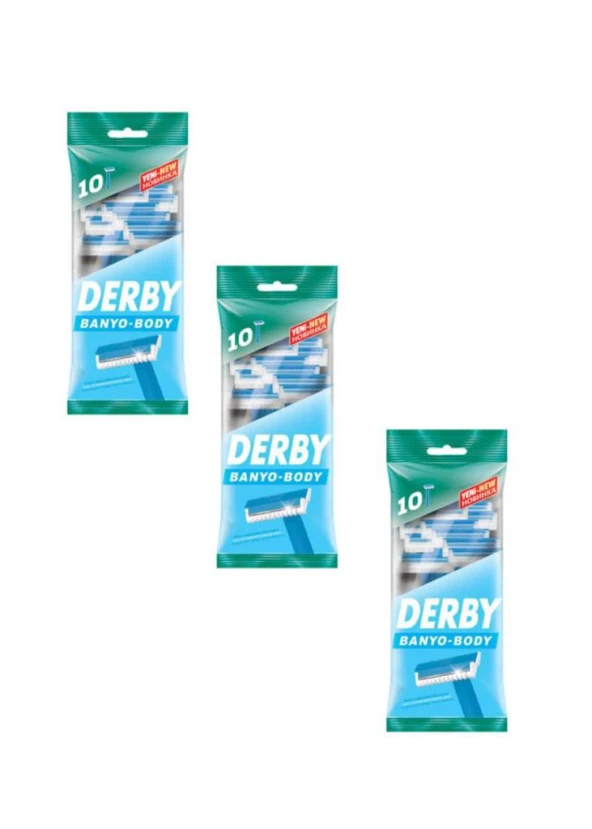 Derby Tek Bıçaklı Banyo Tıraş Bıçağı 10'lu Poşet  X 3 Paket