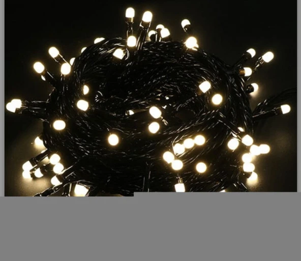 5m Boncuk Lamba Gün Işığı 8 Fonksiyon 100 Led Fişli Uzatma Kablolu siyah kablo