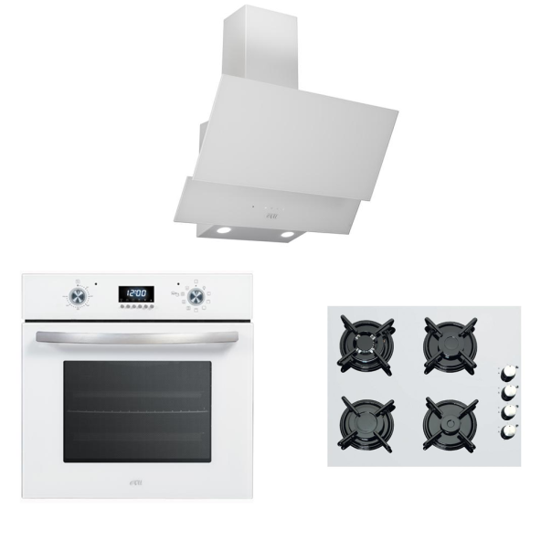 Çetintaş Evii Ankastre Beyaz Set W 5234 Ankastre Fırın + 55231 W Davlumbaz + W 848 WOK Beyaz Ankastre Ocak