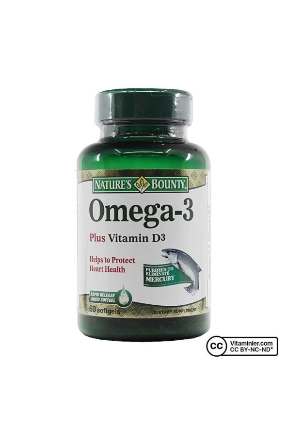 NATURES BOUNTY Omega-3 Plus Vitamin D3 60 Kapsül