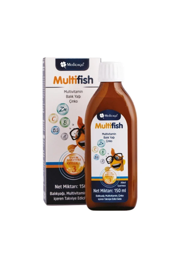 MEDİCAGO Multifish Omega Multivitamin Çinko Şurup 150 Ml