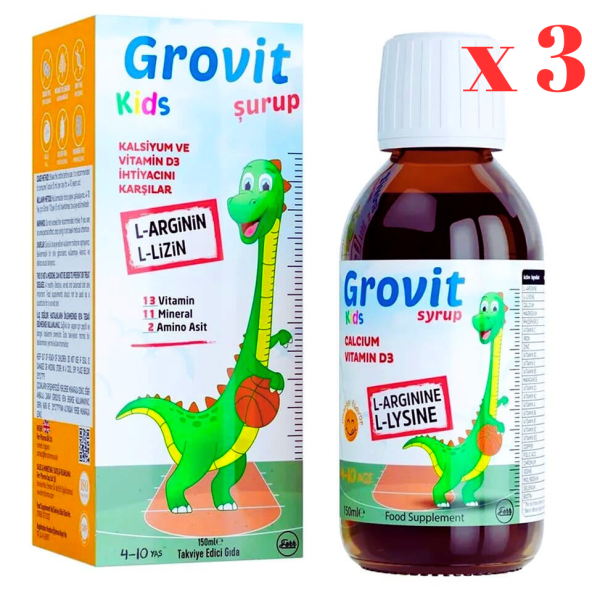 GROVİT Kids Multivitamin Şurup 150 Ml Ve Iştah Düzenleyici - 3 Adet