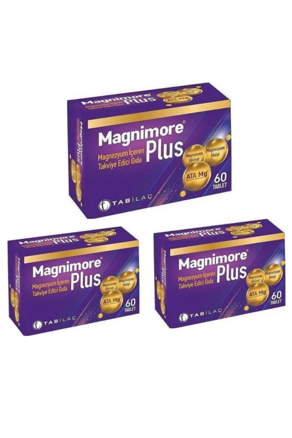 MAGNİMORE Magnimore Plus Magnezyumlu Takviye Edici Gıda 60 Tablet X 3 Adet