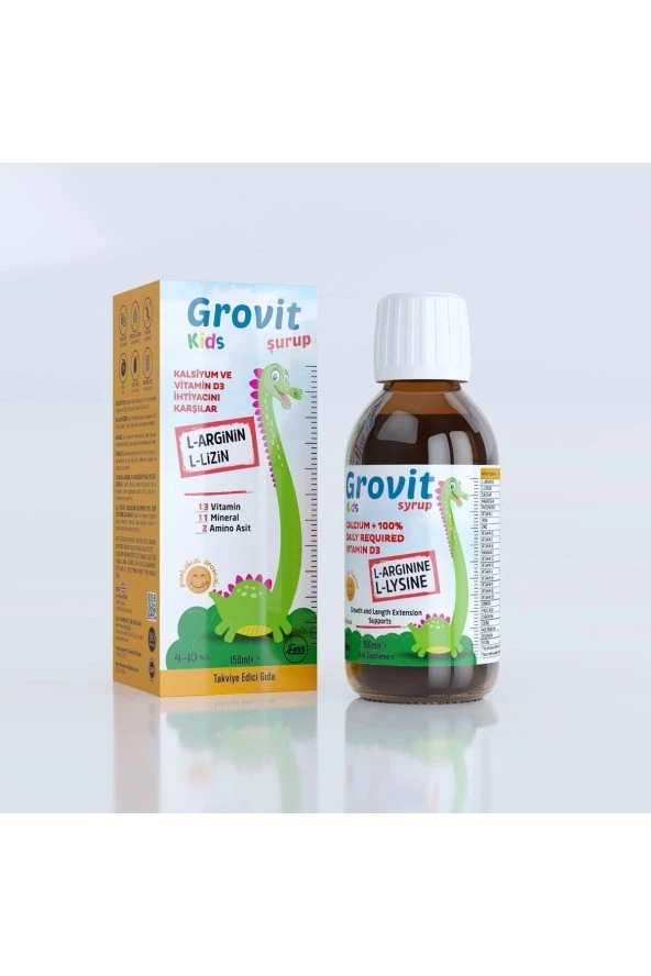 GROVİT Kids Multivitamin Şurup 150 Ml Boy Uzamasına Yardımcı Ve Iştah Düzenleyici