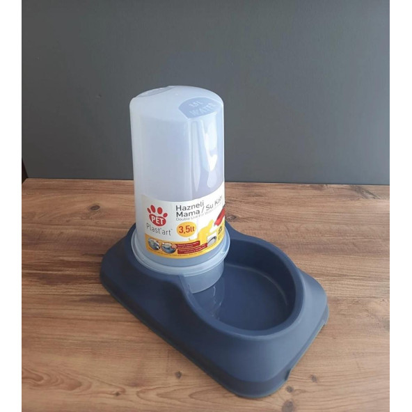hazneli 3,5 litre kedi köpek mama ve su kabı - 3