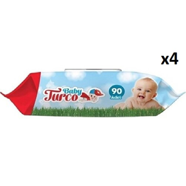 Baby Turco Klasik 90 Yaprak 4'lü Paket Islak Havlu Mendil