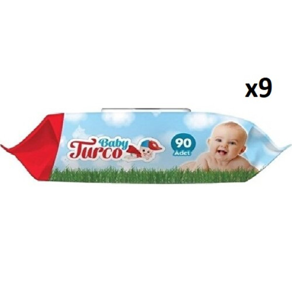 Baby Turco Klasik 90 Yaprak 9'lu Paket Islak Havlu Mendil