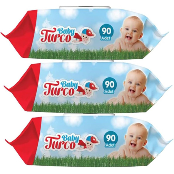 Baby Turco Klasik 90 Yaprak 3'lü Paket Islak Havlu Mendil