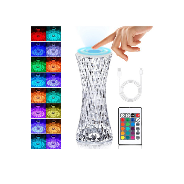 Elif mağazacılık Rose Diamond Table Lamp usb charcing ( Dokunmatik , kumandalı usb şarjlı gece lambası )