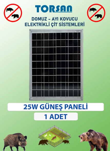 ELEKTRİKLİ ÇİT İÇİN GÜNEŞ PANELİ 25W