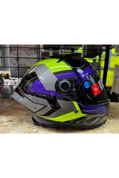 Kask Mt Thunder 4 Sv Valıant B2 Parlak Gri Mor Sarı
