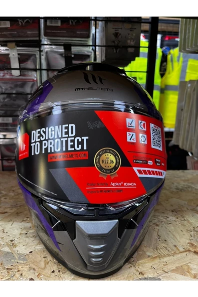 Kask Mt Thunder 4 Sv Valıant B2 Parlak Gri Mor Sarı - 4