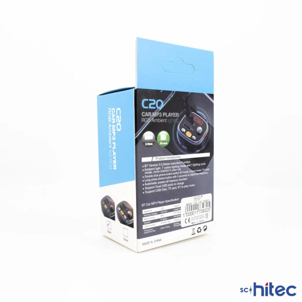 ScHitec C20 Fm Handsfree Bluetooth Modülatör Araç MP3 Player - 7