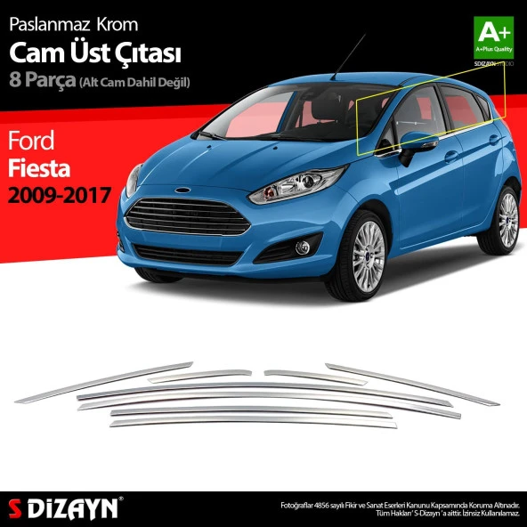 Ford Fiesta Krom için Cam Üst Çıtası 8 Parça 2009-2017 ürün görseli