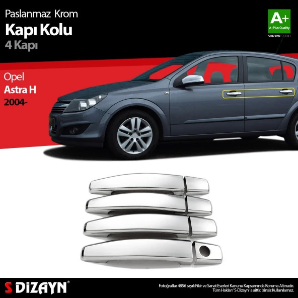 Opel Astra H için Krom Kapı Kolu 4 Kapı 2004 Üzeri