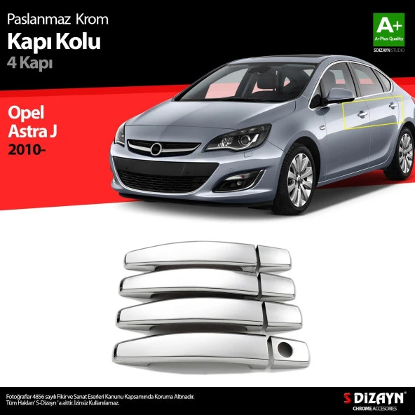 Opel Astra J için Krom Kapı Kolu 4 Kapı 2010 Üzeri A+Kalite