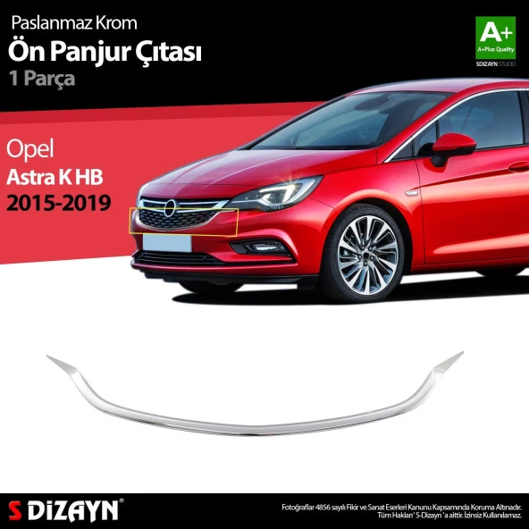 Opel Astra K için Hatchback Krom Ön Panjur Çıtası 1 Parça. 2015-2019